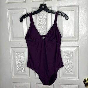 Mossimo Eggplant Colored One Piece With Criss Cross Back Straps Medium